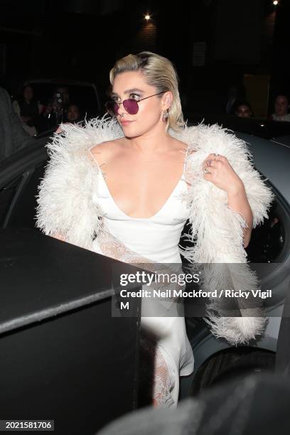 Florence Pugh seen attending the BAFTAs: Netflix afterparty at Chiltern Firehouse on February 18, 2024 in London, England.