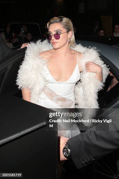 Florence Pugh seen attending the BAFTAs: Netflix afterparty at Chiltern Firehouse on February 18, 2024 in London, England.
