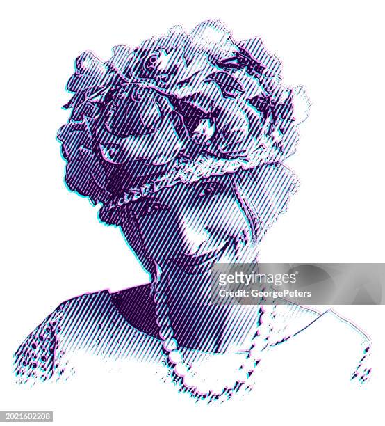 cute senior woman with glitch technique - positive healthy middle age woman stock illustrations