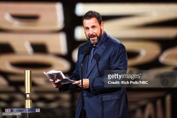 Pictured: Adam Sandler s onstage during the 2024 People's Choice Awards held at Barker Hangar on February 18, 2024 in Santa Monica, California. --