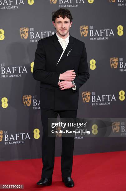 Paul Mescal attends the 2024 EE BAFTA Film Awards at The Royal Festival Hall on February 18, 2024 in London, England.