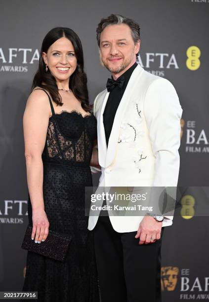 Lisa Liberati and James McAvoy attend the 2024 EE BAFTA Film Awards at The Royal Festival Hall on February 18, 2024 in London, England.