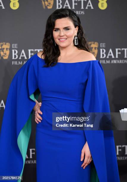 Emer Kenny attends the 2024 EE BAFTA Film Awards at The Royal Festival Hall on February 18, 2024 in London, England.