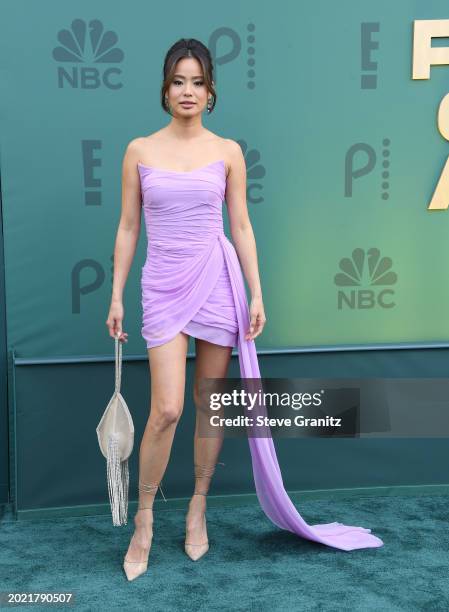 Jamie Chung arrives at the 2024 People's Choice Awards at Barker Hangar on February 18, 2024 in Santa Monica, California.