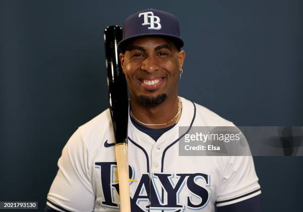 Yandy Diaz of the Tampa Bay Rays poses for a picture during Tampa Bay Rays Photo Day at Charlotte Sports Park on February 18, 2024 in Port Charlotte,...
