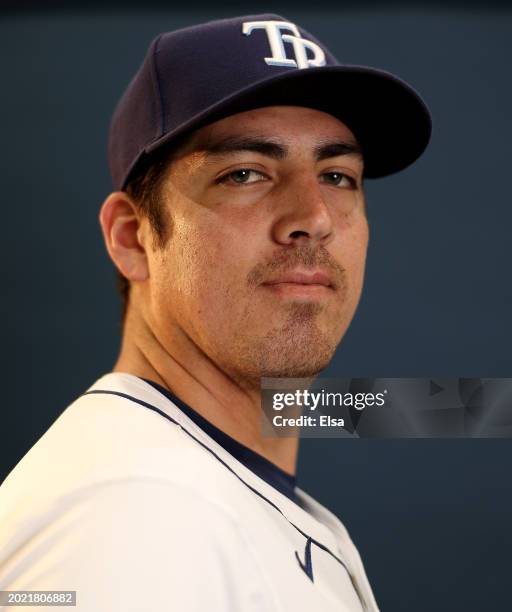 Jacob Lopez of the Tampa Bay Rays poses for a picture during Tampa Bay Rays Photo Day at Charlotte Sports Park on February 18, 2024 in Port...