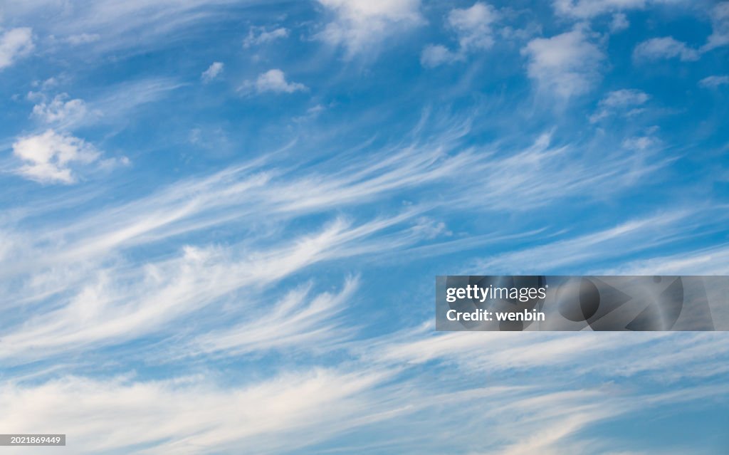 Blue sky background and white clouds soft focus