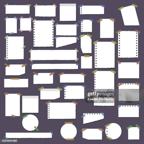 collection of torn paper sheets vector set - torn paper set stock-grafiken, -clipart, -cartoons und -symbole