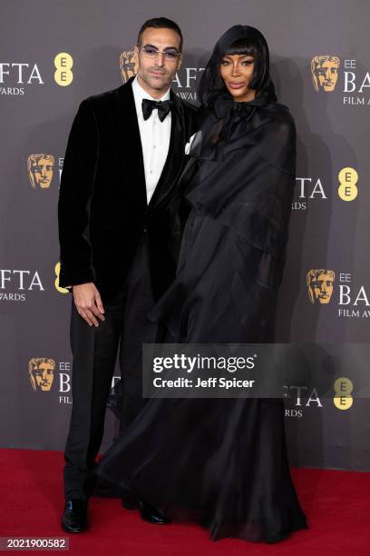 Mohammed Al Turki and Naomi Campbell attend the 2024 EE BAFTA Film Awards at The Royal Festival Hall on February 18, 2024 in London, England.