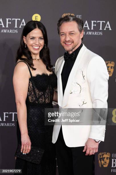 Lisa Liberati and James McAvoy attend the 2024 EE BAFTA Film Awards at The Royal Festival Hall on February 18, 2024 in London, England.