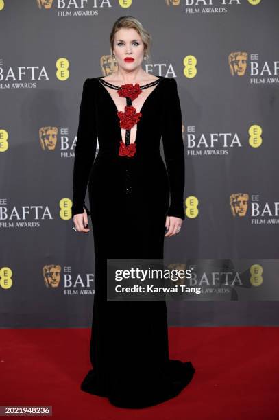 Emerald Fennell attends the 2024 EE BAFTA Film Awards at The Royal Festival Hall on February 18, 2024 in London, England.