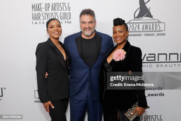 Amber Nicholle Maher, Dean Banowetz and LaLisa Turner attend the Make-Up Artists and Hair Stylists Guild's 11th Annual MUAHS Awards at The Beverly...