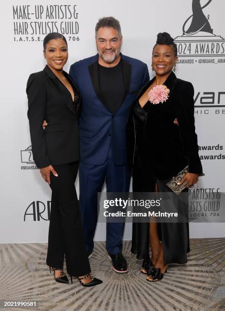 Amber Nicholle Maher, Dean Banowetz and LaLisa Turner attend the Make-Up Artists and Hair Stylists Guild's 11th Annual MUAHS Awards at The Beverly...