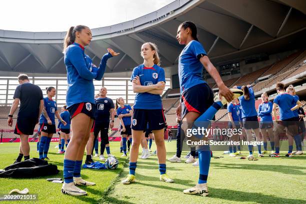 Lieke Martens of Holland Women, Katja Snoeijs of Holland Women, Esmee Brugts of Holland Women during the Training WomenTraining Holland Women at the...