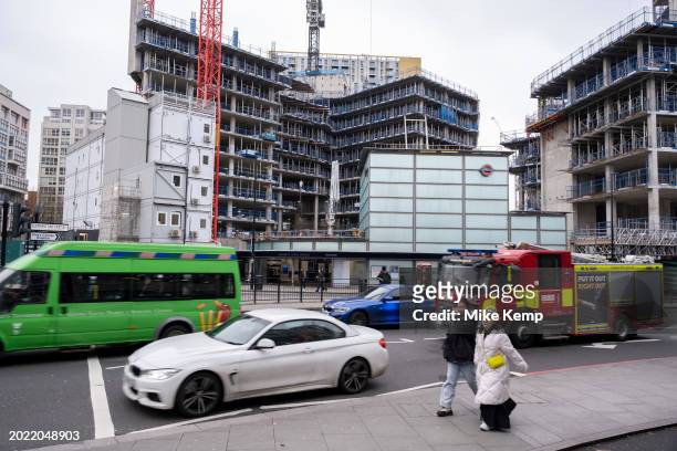 Redevelopment construction site at Elephant and Castle continues to take shape as the concrete structures of what will be new apartments on 7th...