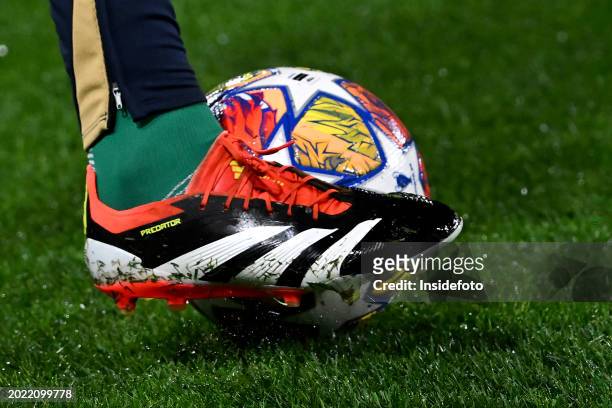 Coach wearing Adidas predator shoes, kicks the ball during the Champions League football match between SSC Napoli and FC Barcelona. Napoli and...