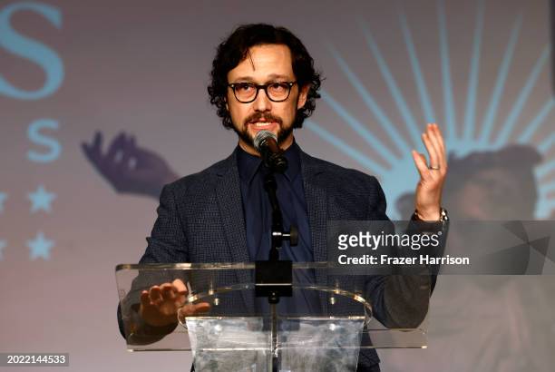Joseph Gordon-Levit on stage during the ACLU Of Southern California's Centennial Bill Of Rights Awards Show at The Westin Bonaventure Hotel & Suites,...