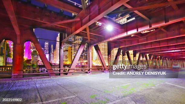 marshall suloway bridge, chicago - bridge architecture up close night stock pictures, royalty-free photos & images