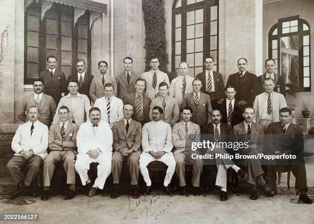 Group photograph taken on December 5, 1933 showing Arthur Mitchell and Douglas Jardine supplied by Andrew Mitchell of Otley on what would have been...