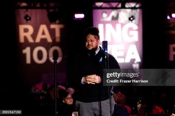 Eliezer Williams speaks during the ACLU Of Southern California's Centennial Bill Of Rights Awards Show at The Westin Bonaventure Hotel & Suites, Los...