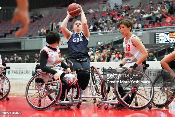 Lucy Robinson of team Great Britain competes against team Japan during the International Women's Wheelchair Basketball Friendship Games at Asue Arena...