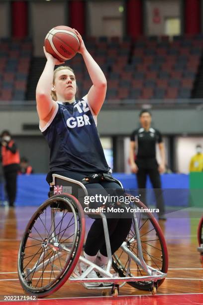 Lucy Robinson of team Great Britain competes against team Japan during the International Women's Wheelchair Basketball Friendship Games at Asue Arena...