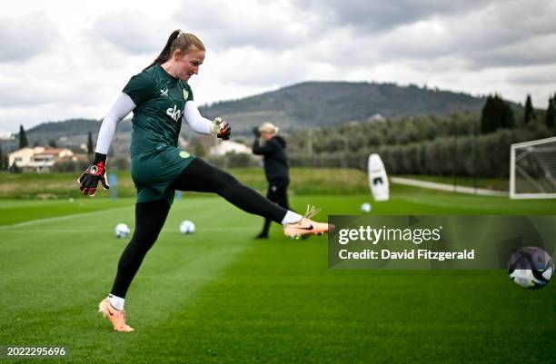 Florence , Italy - 22 February 2024; Goalkeeper Courtney Brosnan during a Republic of Ireland women training session at Viola Park in Florence, Italy.