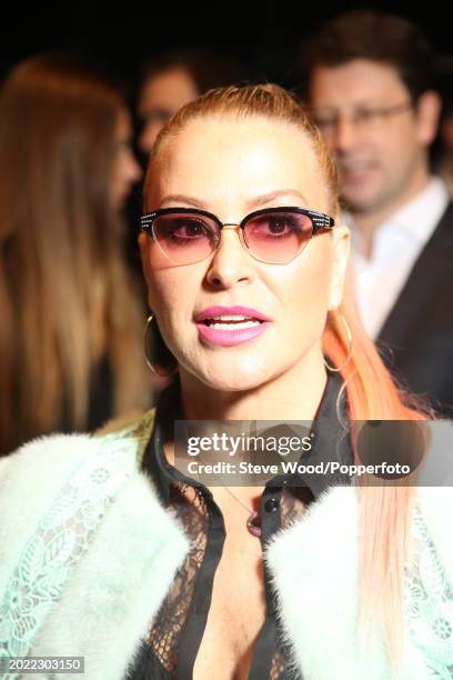 Anastacia pictured backstage at the Blumarine show during Milan Fashion Week Autumn/Winter 2016/17, the singer teamed up with Blumarine to launch an...