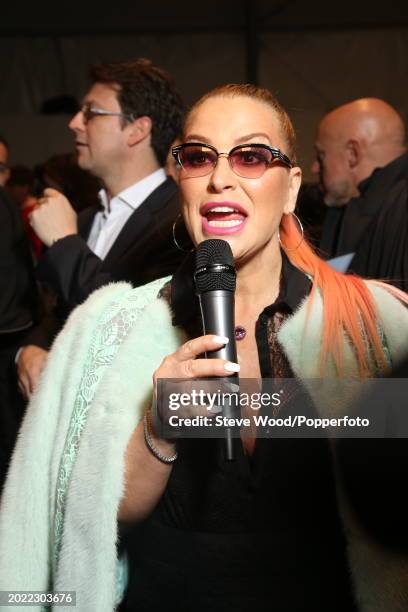 Singer Anastacia backstage at the Blumarine show during Milan Fashion Week Autumn/Winter 2016/17, the singer teamed up with Blumarine to launch an...