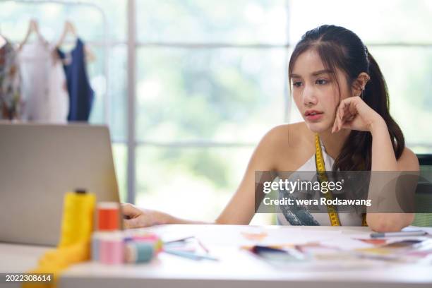 designer sketch ideas making patterns model garments on the digital device - clothing pattern stock pictures, royalty-free photos & images