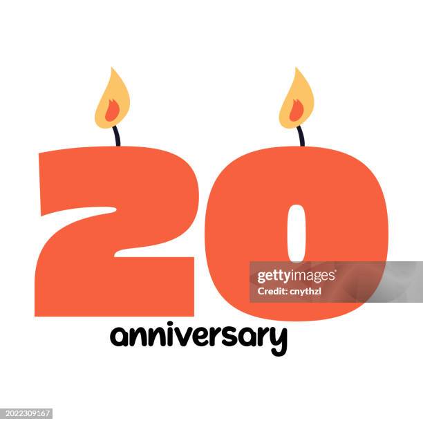 20 years anniversary vector template design illustration for greeting card, poster, brochure, web banner etc. - 20th anniversary stock illustrations