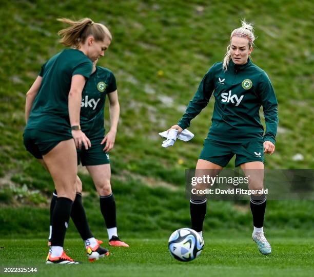 Florence , Italy - 22 February 2024; Lily Agg during a Republic of Ireland women training session at Viola Park in Florence, Italy.