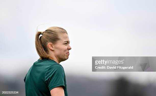 Florence , Italy - 22 February 2024; Ruesha Littlejohn during a Republic of Ireland women training session at Viola Park in Florence, Italy.