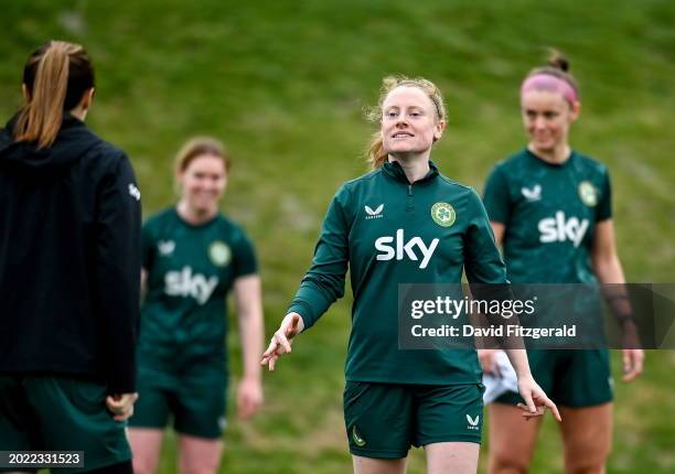 Florence , Italy - 22 February 2024; Amber Barrett during a Republic of Ireland women training session at Viola Park in Florence, Italy.