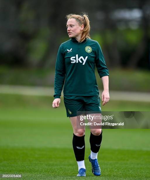 Florence , Italy - 22 February 2024; Amber Barrett during a Republic of Ireland women training session at Viola Park in Florence, Italy.