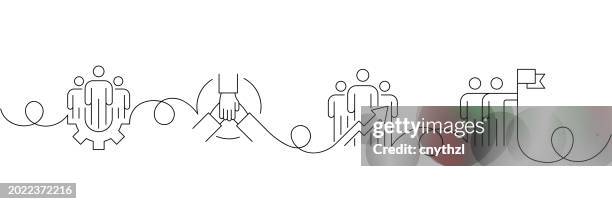 illustrations, cliparts, dessins animés et icônes de concept continu d’icônes de travail d’équipe de dessin d’une ligne. illustration vectorielle d’une seule ligne. - transmission entreprise