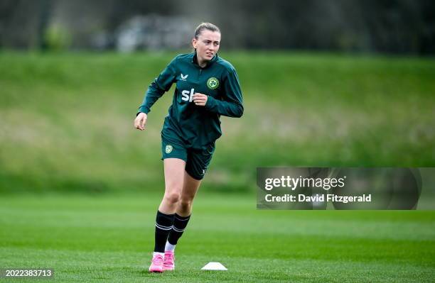 Florence , Italy - 22 February 2024; Abbie Larkin during a Republic of Ireland women training session at Viola Park in Florence, Italy.