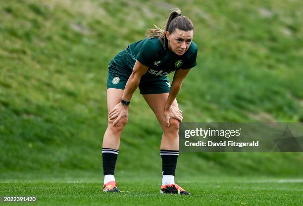 Florence , Italy - 22 February 2024; Katie McCabe during a Republic of Ireland women training session at Viola Park in Florence, Italy.