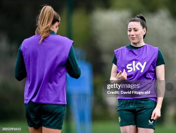 Florence , Italy - 22 February 2024; Lucy Quinn during a Republic of Ireland women training session at Viola Park in Florence, Italy.