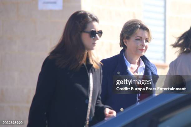 Maria Jose, mother of Antonio Tejado, leaves the prison where her son is being held accompanied by his girlfriend, Samara Terron, on February 17,...