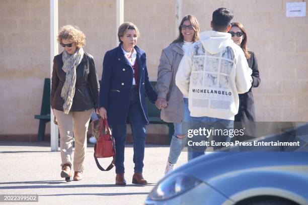 Maria Jose, mother of Antonio Tejado, leaves the prison where her son is being held accompanied by his girlfriend, Samara Terron, on February 17,...