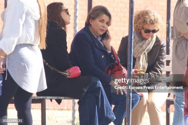 Maria Jose, mother of Antonio Tejado, leaves the prison where her son is being held accompanied by his girlfriend, Samara Terron, on February 17,...