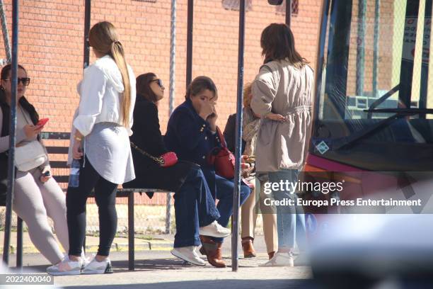 Maria Jose, mother of Antonio Tejado, leaves the prison where her son is being held accompanied by his girlfriend, Samara Terron, on February 17,...