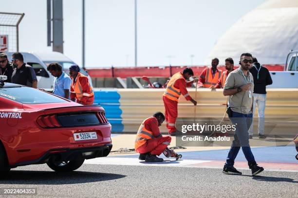 Testing races are paused due to a fault on the race track, while track officials try to fix the malfunction during the F1 Testing ahead of the F1...