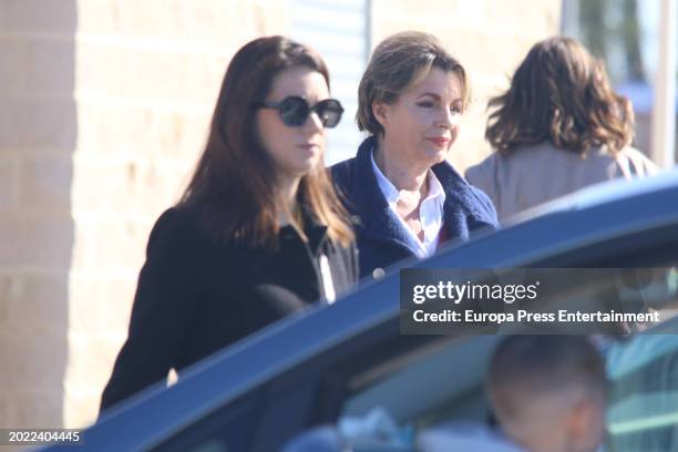 Maria Jose, mother of Antonio Tejado, leaves the prison where her son is being held accompanied by his girlfriend, Samara Terron, on February 17,...