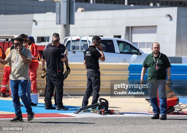 Testing races are paused due to a fault on the race track, while track officials try to fix the malfunction during the F1 Testing ahead of the F1...