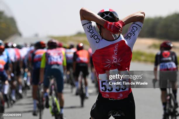 Ruben Fernandez of Spain and Team Cofidis carrying the feed for his teammates during the 6th UAE Tour 2024, Stage 1 a 141km stage from Al Dhafra Walk...