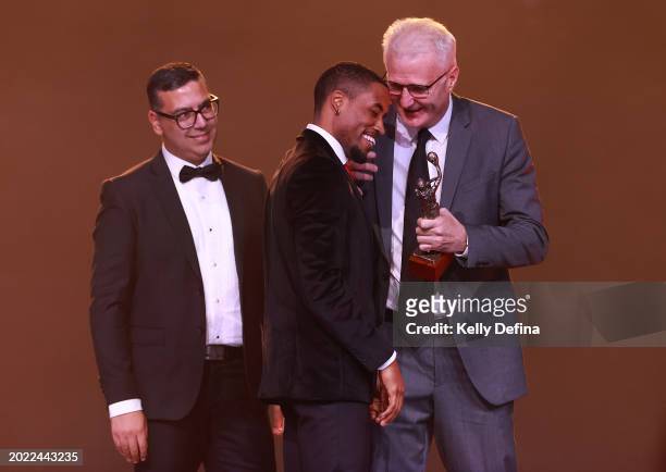 Bryce Cotton of the Perth Wildcats wins the Andrew Gaze MVP award during the 2024 NBL MVP Awards Night at CIEL The Venue on February 19, 2024 in...