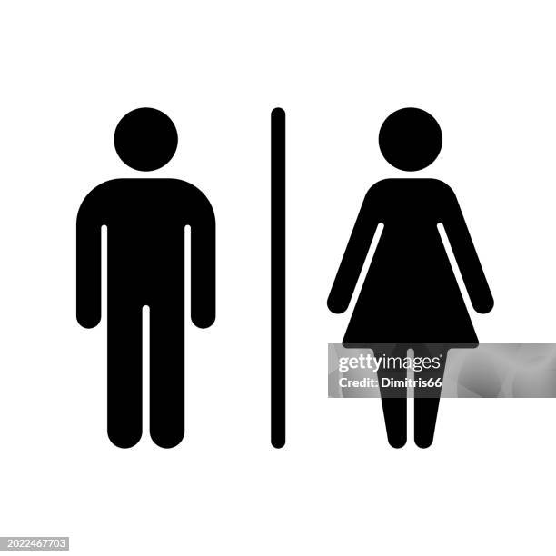 stockillustraties, clipart, cartoons en iconen met male and female toilet icon - vrouwelijke gestalte