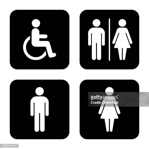 toilet signs vector icons - domestic bathroom stock illustrations